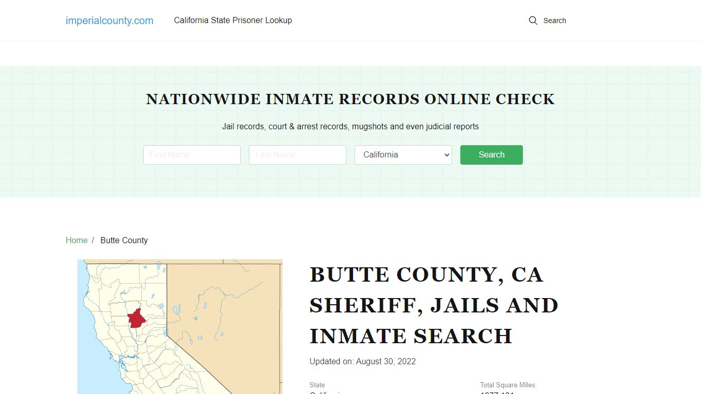 Butte County, CA Sheriff, Jails and Inmate Search